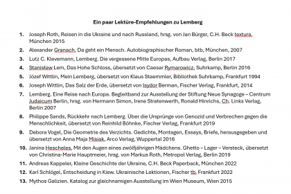 Die Lektüren-Liste wurde von Brigitte van Kann zusammengestellt